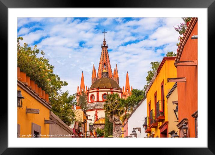 Aldama Street Parroquia Church San Miguel de Allende Mexico Framed Mounted Print by William Perry