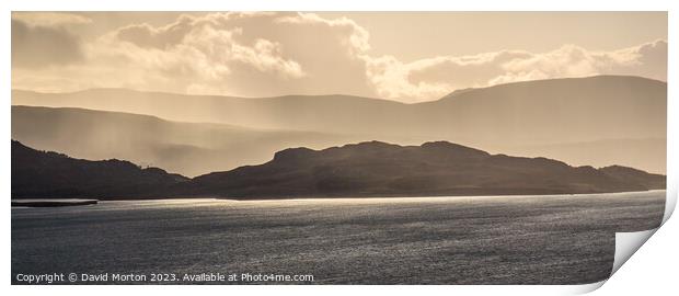 Silhouette of the hills south of Upper Loch Torridon Print by David Morton