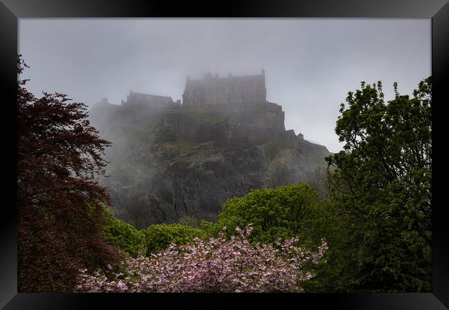 Edinburgh Castle In Fog At Dusk Framed Print by Artur Bogacki