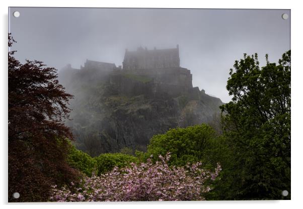 Edinburgh Castle In Fog At Dusk Acrylic by Artur Bogacki