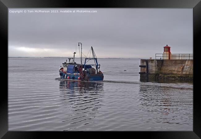 Leaving Burghead Harbour Framed Print by Tom McPherson