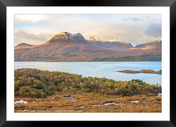 Beinn Alligin Towering Above Loch Torridon Framed Mounted Print by David Morton