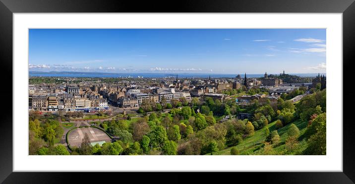 Edinburgh City Panorama In Scotland Framed Mounted Print by Artur Bogacki