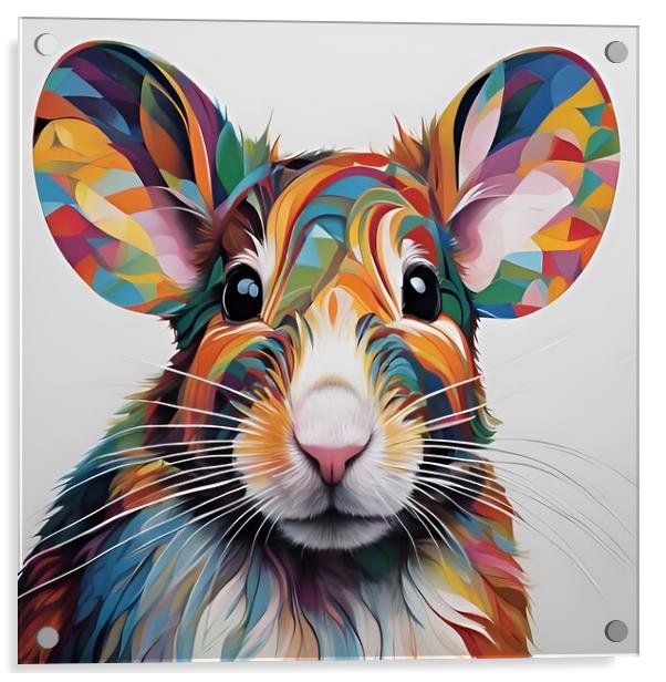 Colourful Mouse Portrait Acrylic by Scott Anderson