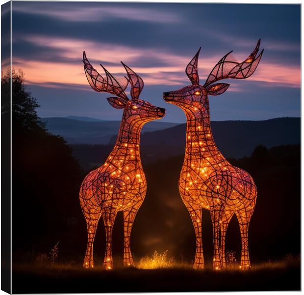 Deer Light Sculptures  Canvas Print by CC Designs