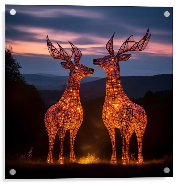 Deer Light Sculptures  Acrylic by CC Designs