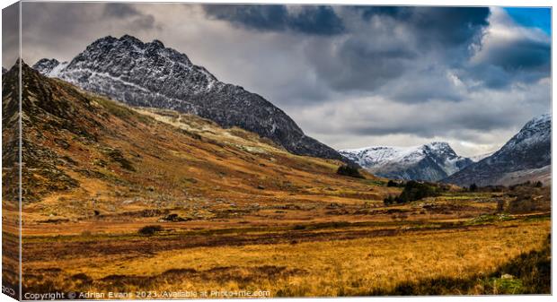 Tryfan Mountains East Snowdonia Wales Canvas Print by Adrian Evans