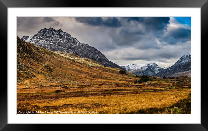 Tryfan Mountains East Snowdonia Wales Framed Mounted Print by Adrian Evans
