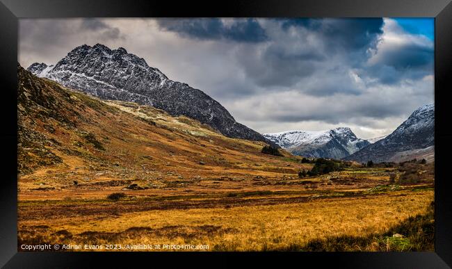 Tryfan Mountains East Snowdonia Wales Framed Print by Adrian Evans