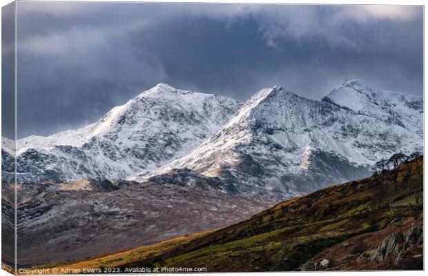 Snowdonia Winter Peaks Canvas Print by Adrian Evans