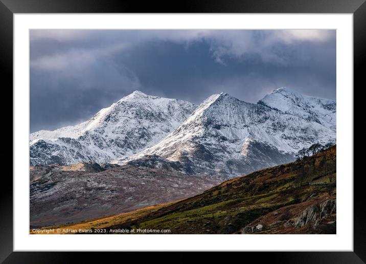 Snowdonia Winter Peaks Framed Mounted Print by Adrian Evans