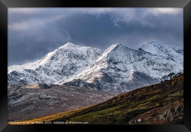 Snowdonia Winter Peaks Framed Print by Adrian Evans