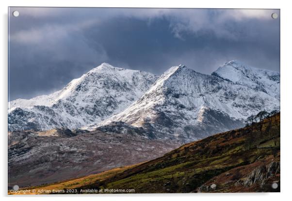 Snowdonia Winter Peaks Acrylic by Adrian Evans