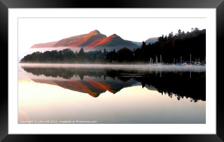 reflections and Morning mist Framed Mounted Print by john hill