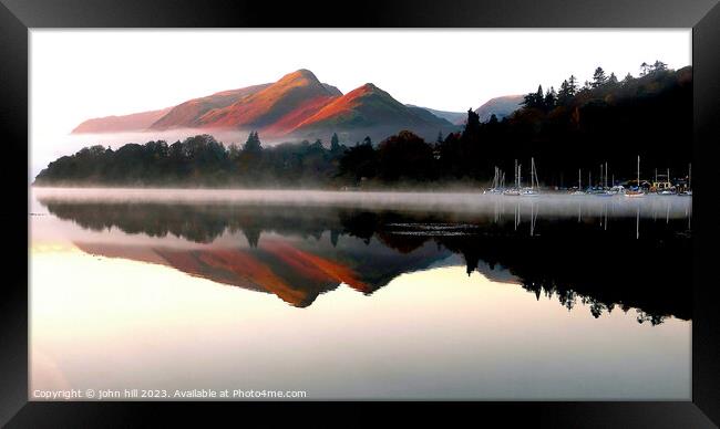  reflections and Morning mist Framed Print by john hill