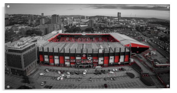 Bramall Lane Red Pop Acrylic by Apollo Aerial Photography