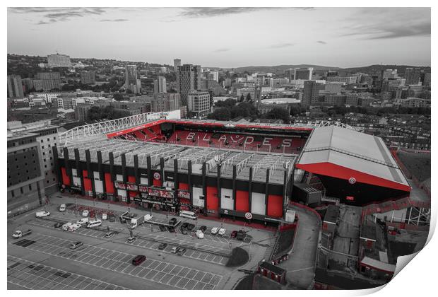 Bramall Lane Red Print by Apollo Aerial Photography