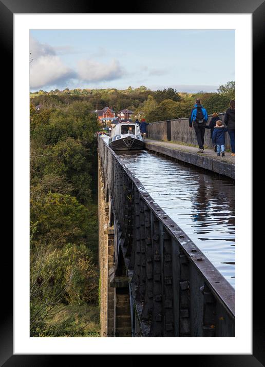 Canal boat on the Pontcysyllte Aqueduct Framed Mounted Print by Clive Wells