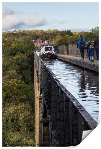 Canal boat on the Pontcysyllte Aqueduct Print by Clive Wells