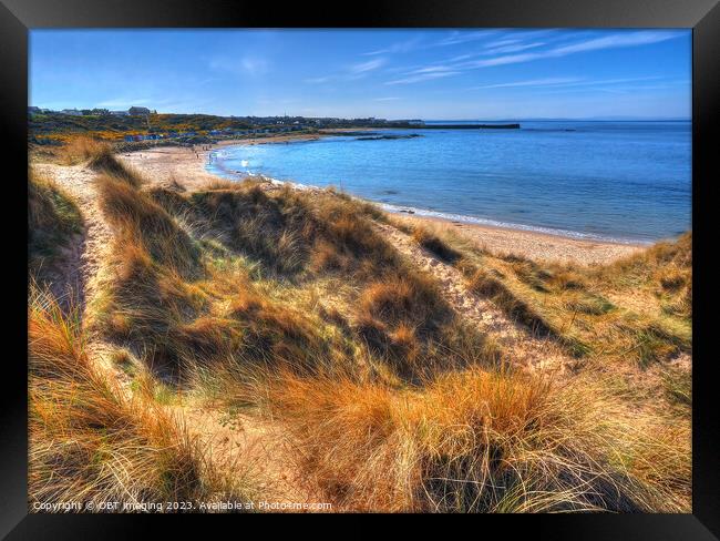 Hopeman Beach Morayshire Scotland Golden Shorelight Paths Framed Print by OBT imaging