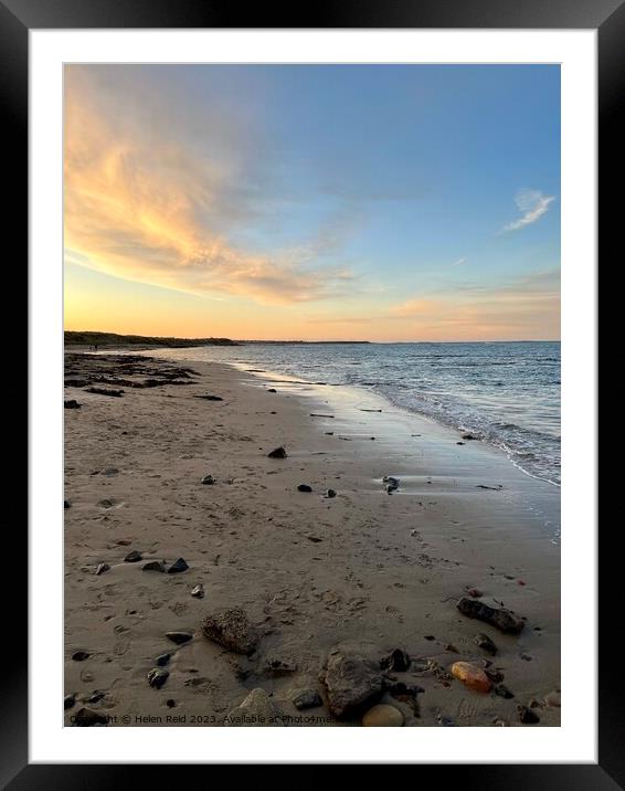 Beadnell Bay Northhumberland sunset Framed Mounted Print by Helen Reid