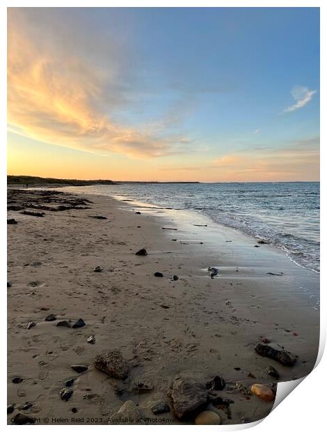 Beadnell Bay Northhumberland sunset Print by Helen Reid