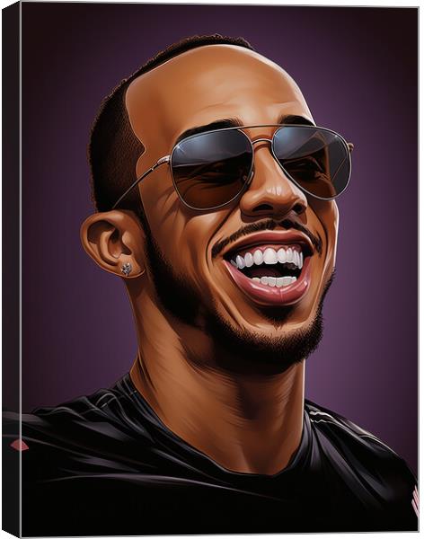 Caricature of Lewis Hamilton Canvas Print by Steve Smith