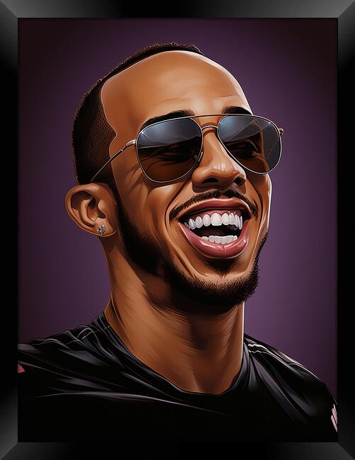 Caricature of Lewis Hamilton Framed Print by Steve Smith