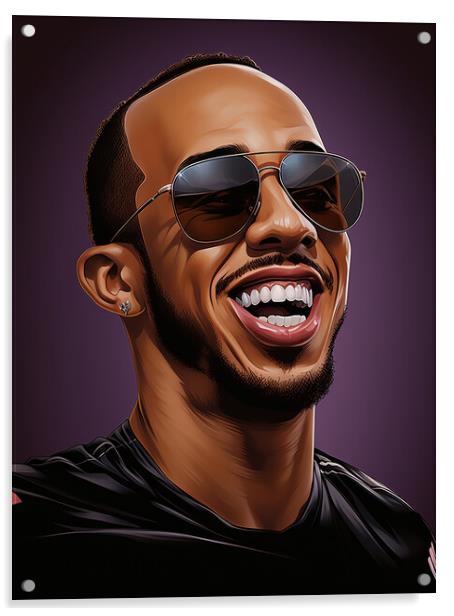 Caricature of Lewis Hamilton Acrylic by Steve Smith