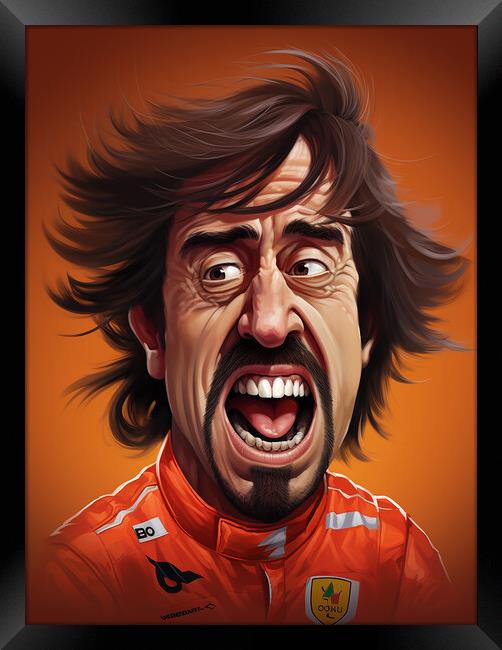 Caricature of Fernando Alonso Framed Print by Steve Smith