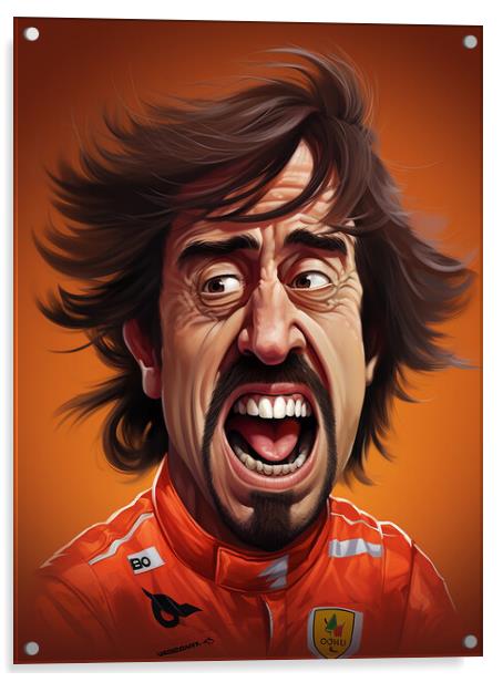 Caricature of Fernando Alonso Acrylic by Steve Smith