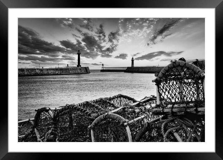Whitby Black and White Framed Mounted Print by Tim Hill