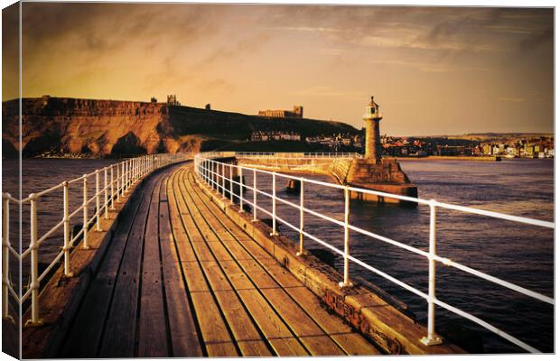 Whitby East Pier Extension at Sunrise Canvas Print by Tim Hill