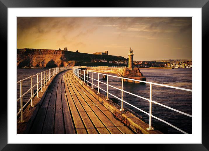 Whitby East Pier Extension at Sunrise Framed Mounted Print by Tim Hill