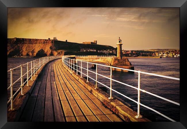 Whitby East Pier Extension at Sunrise Framed Print by Tim Hill