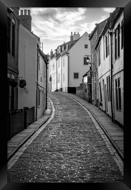 Whitby Henrietta Street Black and White Framed Print by Tim Hill