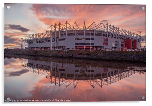 Red Sky over The Riverside Stadium Acrylic by Richard Perks