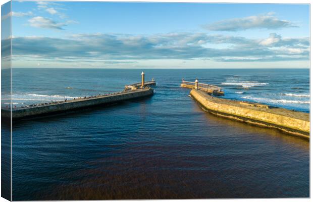 Whitby Harbour Walls Canvas Print by Apollo Aerial Photography