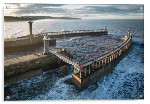 Whitby Pier Extensions Acrylic by Apollo Aerial Photography