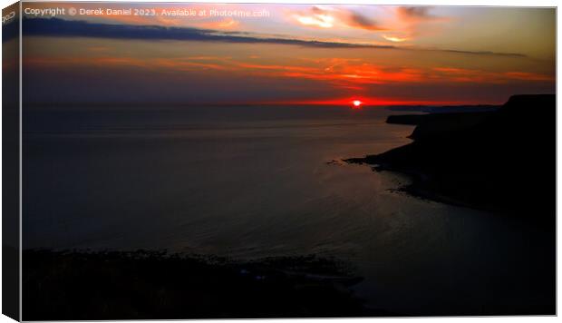 Sunset At Chapman's Pool and beyond Canvas Print by Derek Daniel