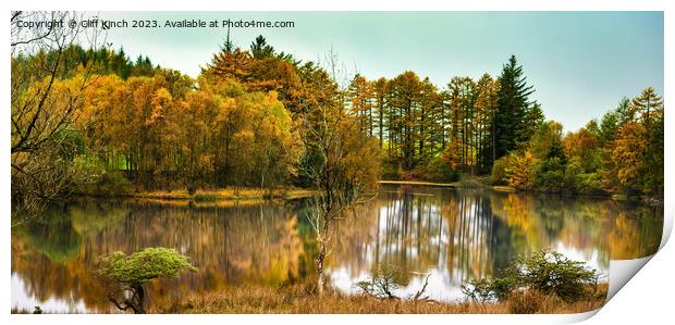 Autumn at Moss Eccles Tarn Print by Cliff Kinch