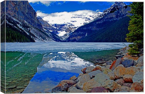 Lake Louise Victoria Glacier Banff National Park Alberta Canada Canvas Print by Andy Evans Photos