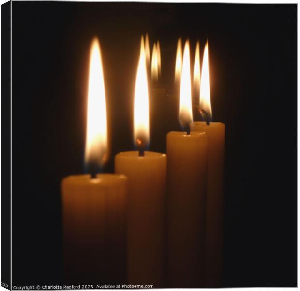 Lightness in the Dark - Reflective Candles Canvas Print by Charlotte Radford