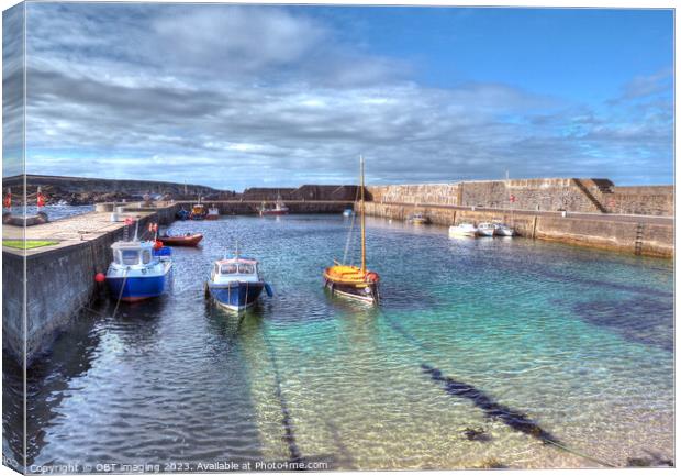 Portsoy Harbour Aberdeenshire Scotland Spring Morning Light  Canvas Print by OBT imaging