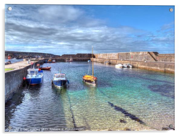 Portsoy Harbour Aberdeenshire Scotland Spring Morning Light  Acrylic by OBT imaging