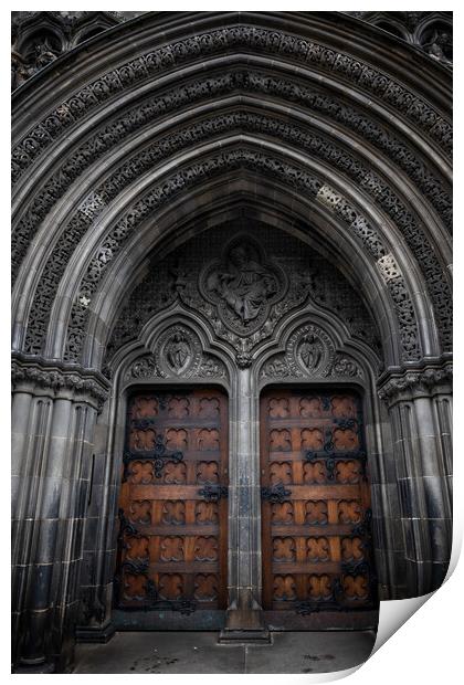 St Giles Cathedral Arched Portal In Edinburgh Print by Artur Bogacki