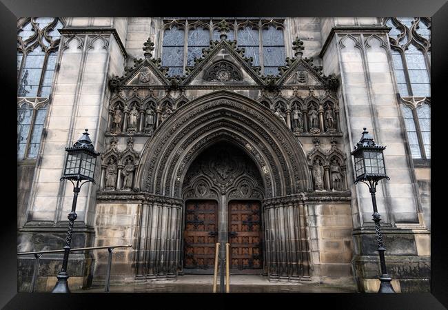 St Giles Cathedral West Doorway In Edinburgh Framed Print by Artur Bogacki