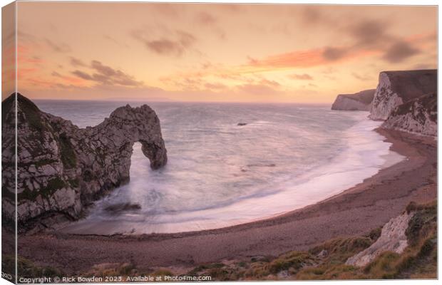 Durdle Door Sunset Canvas Print by Rick Bowden