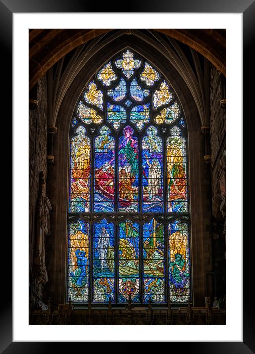 Jesus Stills the Sea of Galilee Stained Glass Window Framed Mounted Print by Artur Bogacki