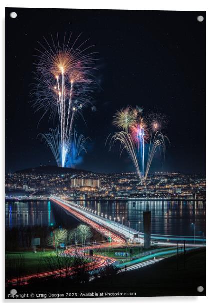 Dundee Fireworks Acrylic by Craig Doogan